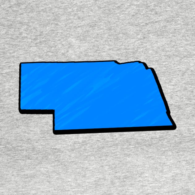 Bright Blue Nebraska Outline by Mookle